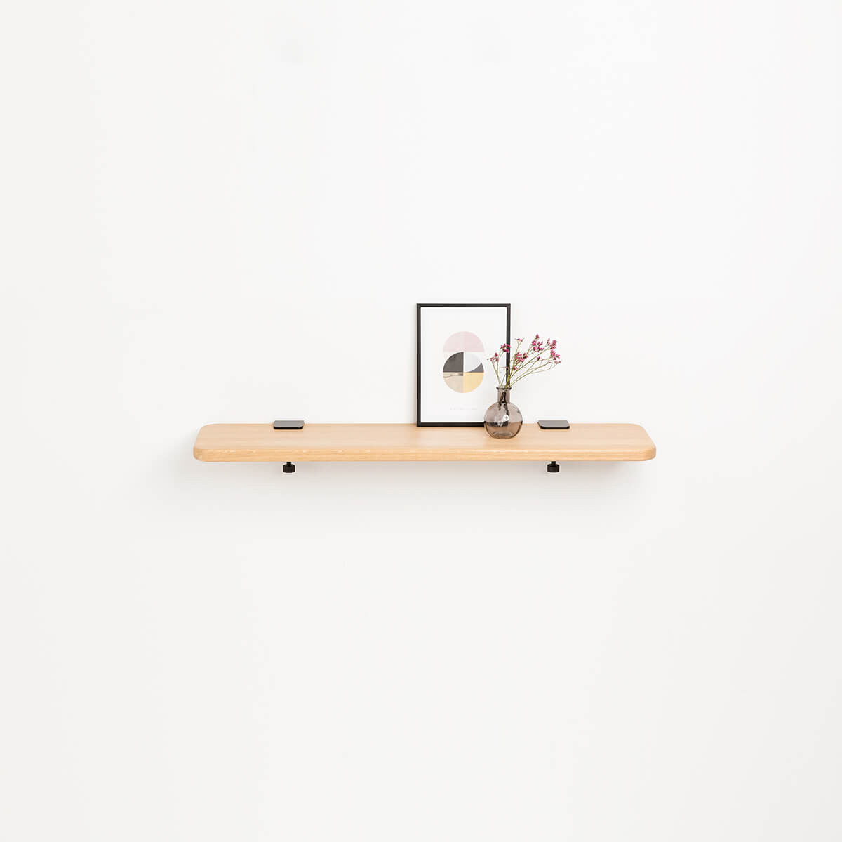 BRACKET wall shelf - solid oak - 60 to 150cm