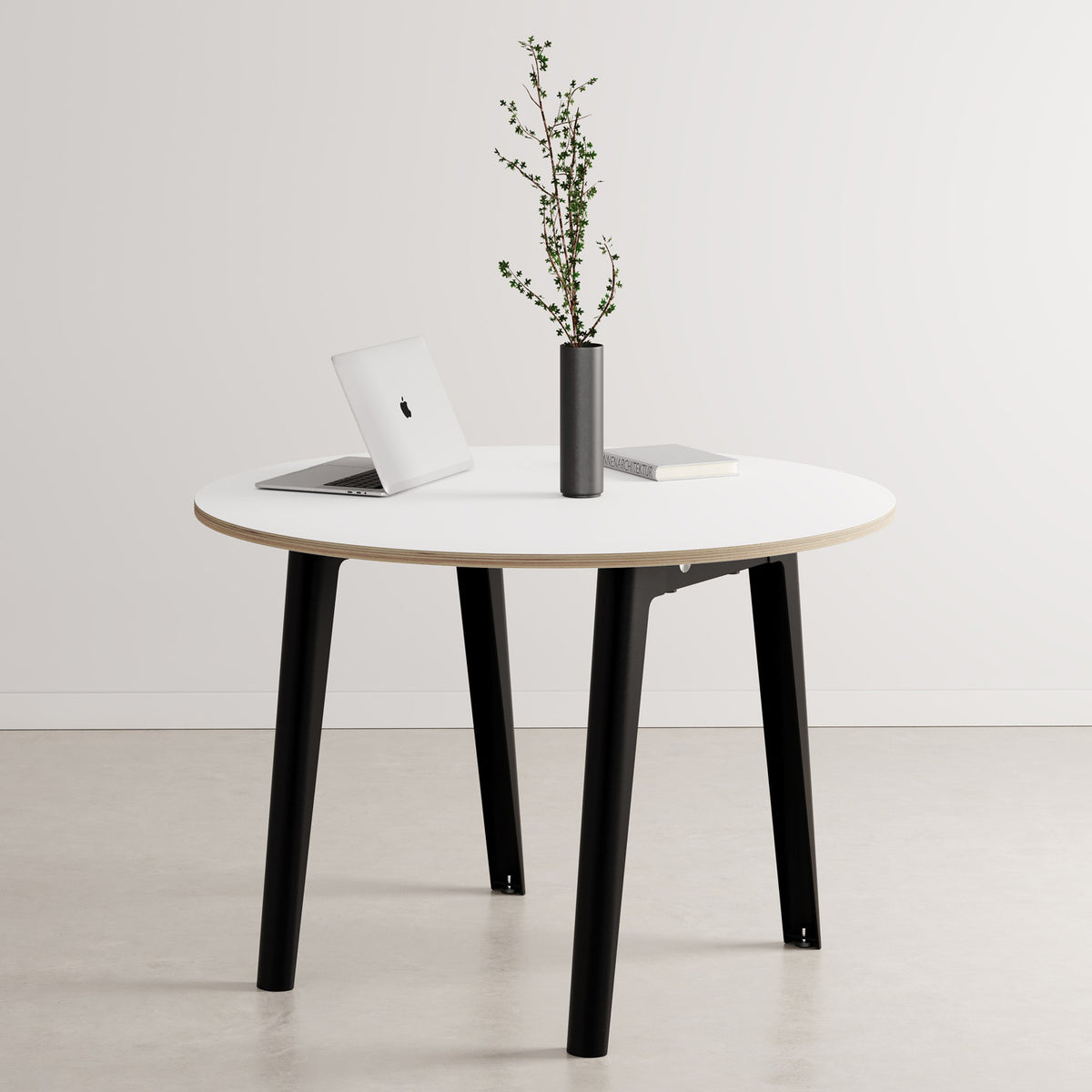 Runder Konferenztisch NEW MODERN Ø 110cm - Multiplex weiß