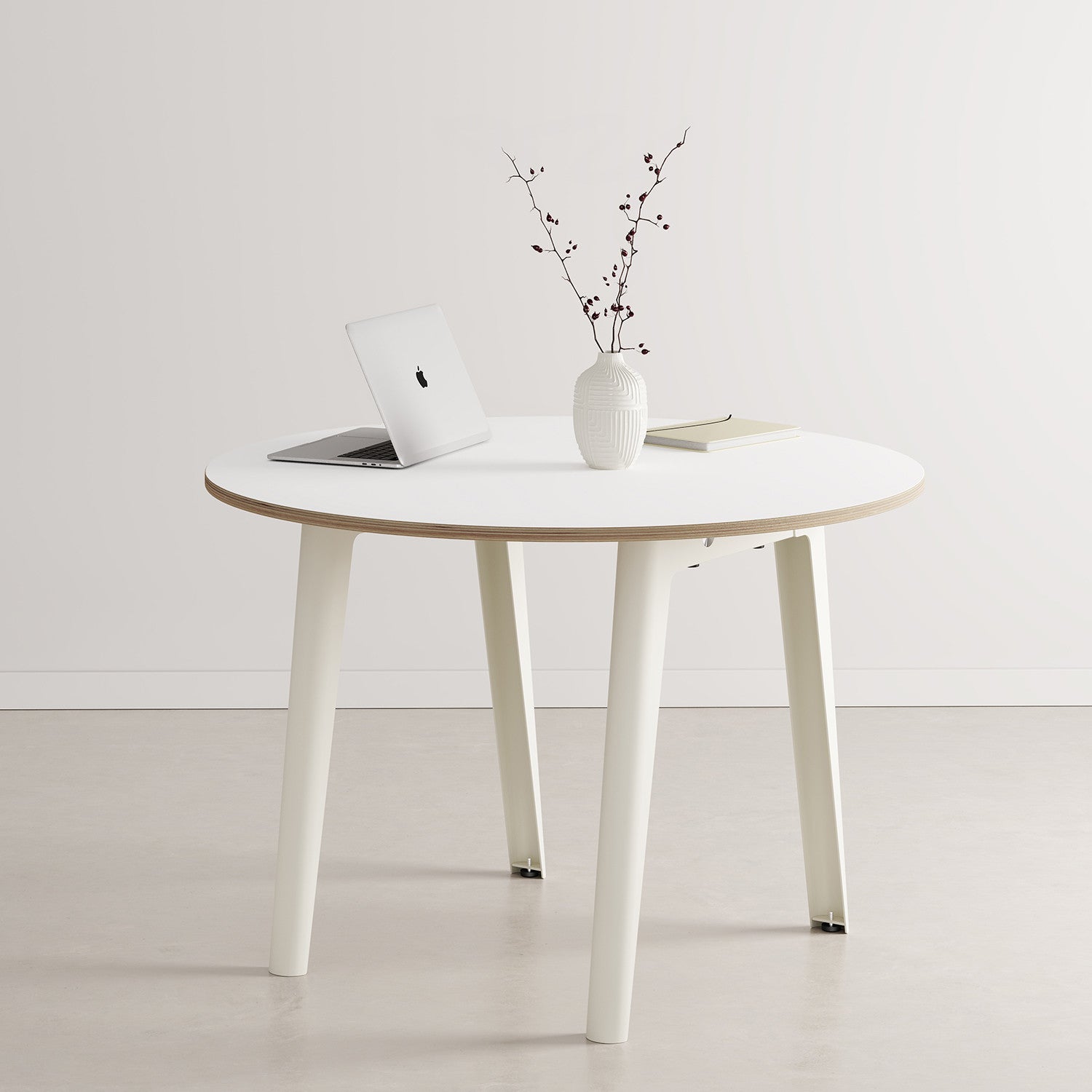 Runder Konferenztisch NEW MODERN Ø 110cm - Multiplex weiß