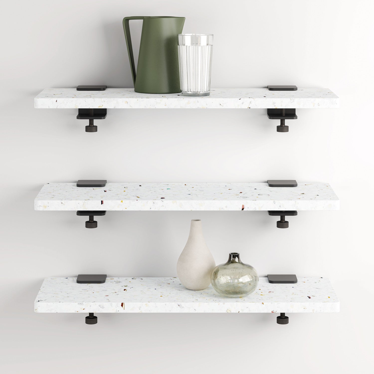 Set aus 3 Wandregalen BRACKET - recycelter Kunststoff Venezia - 60 bis 150cm